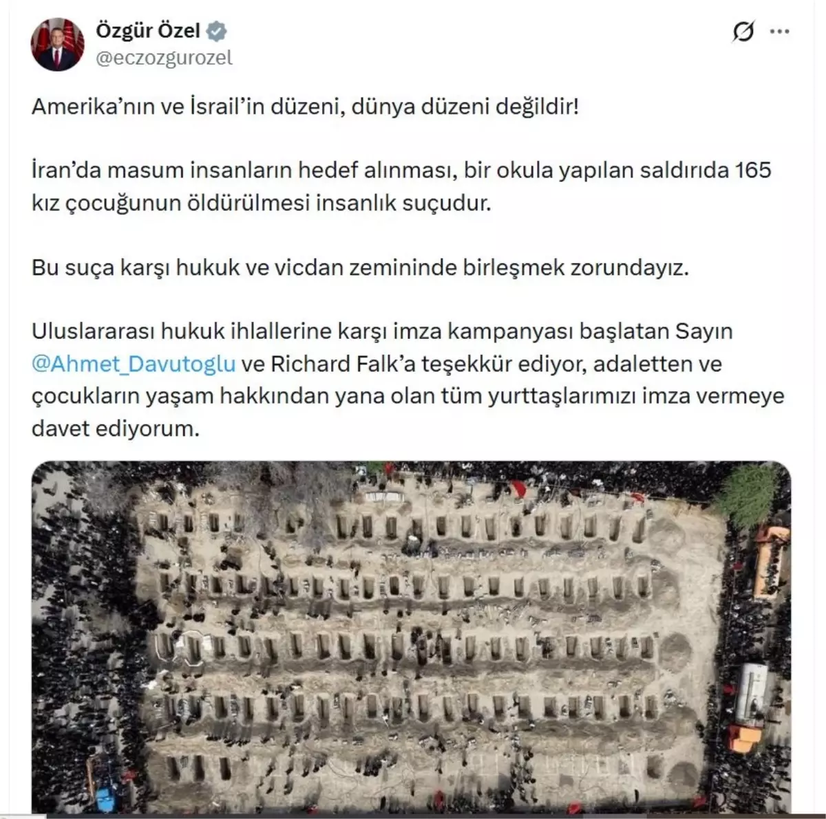 Özgür Özel: İran\'daki saldırı insanlık suçudur