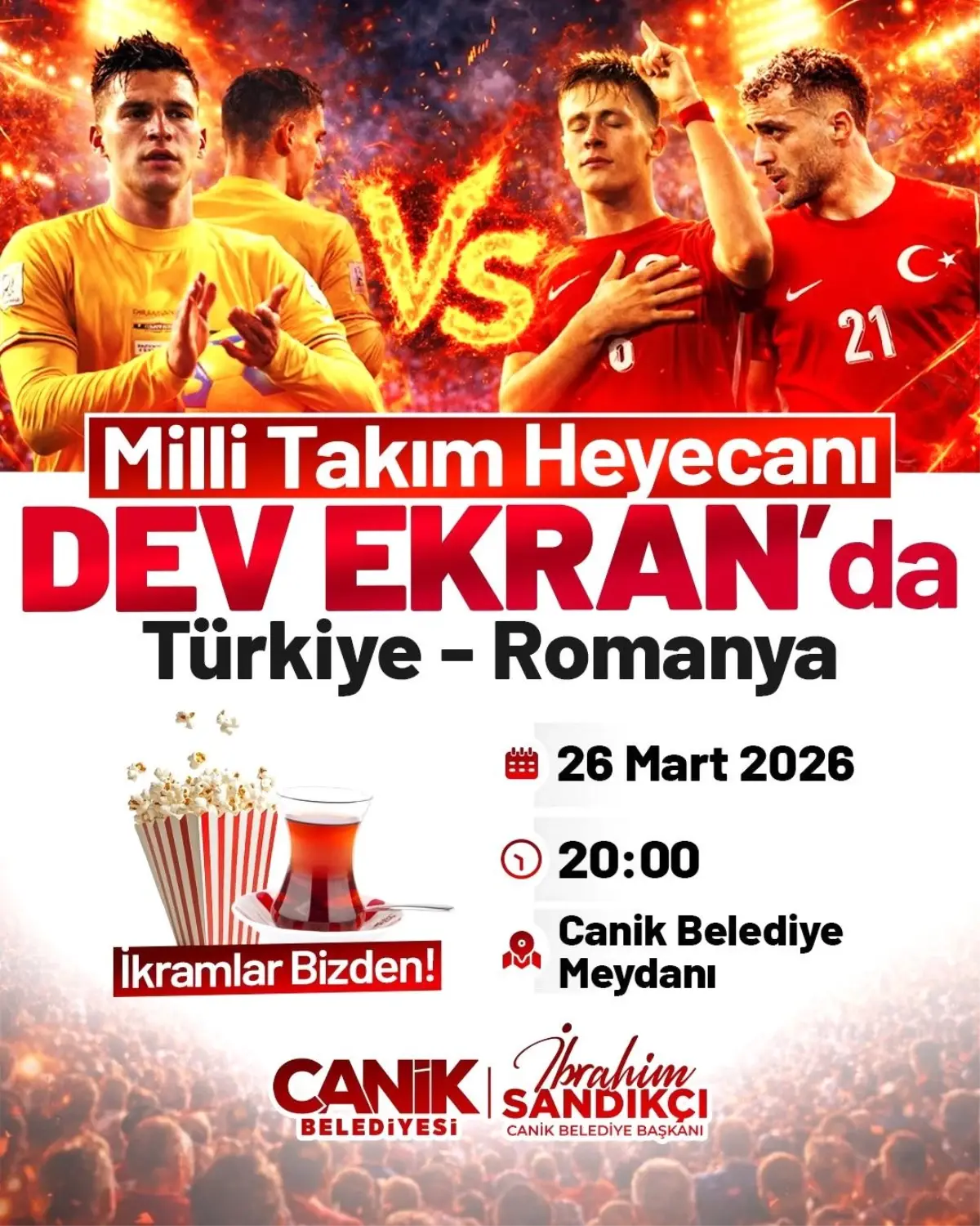 Canik\'te milli heyecan dev ekrana taşınıyor