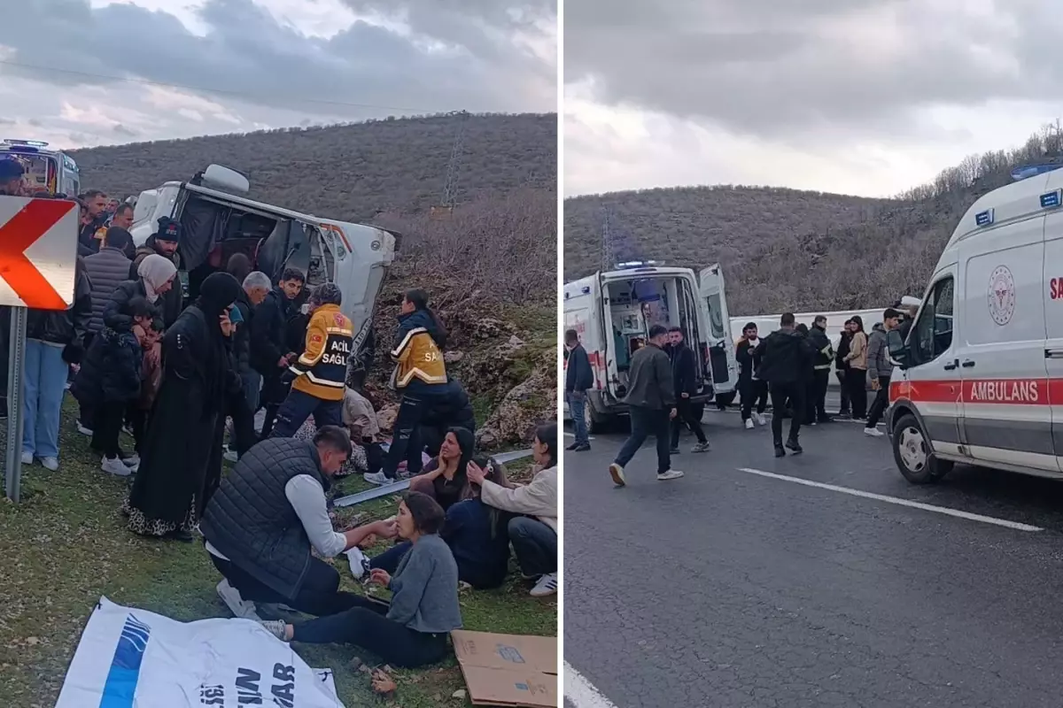 Mardin\'de facianın eşiğinden dönüldü: Midibüs kazasında 21 kişi yaralandı