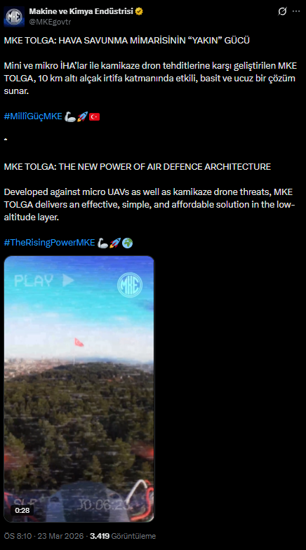 TOLGA'dan gövde gösterisi: İHA ve kamikaze dronları etkisiz hale getirdi