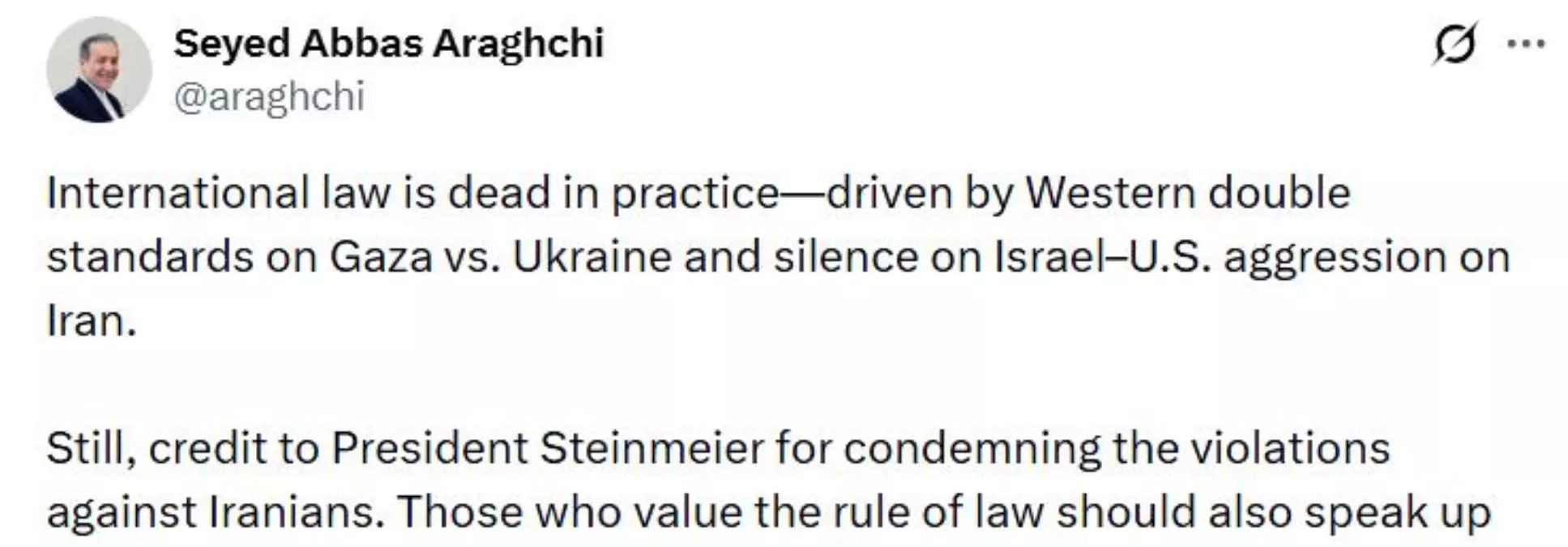 Arakçi: Uluslararası Hukuk Pratikte Ölmüştür