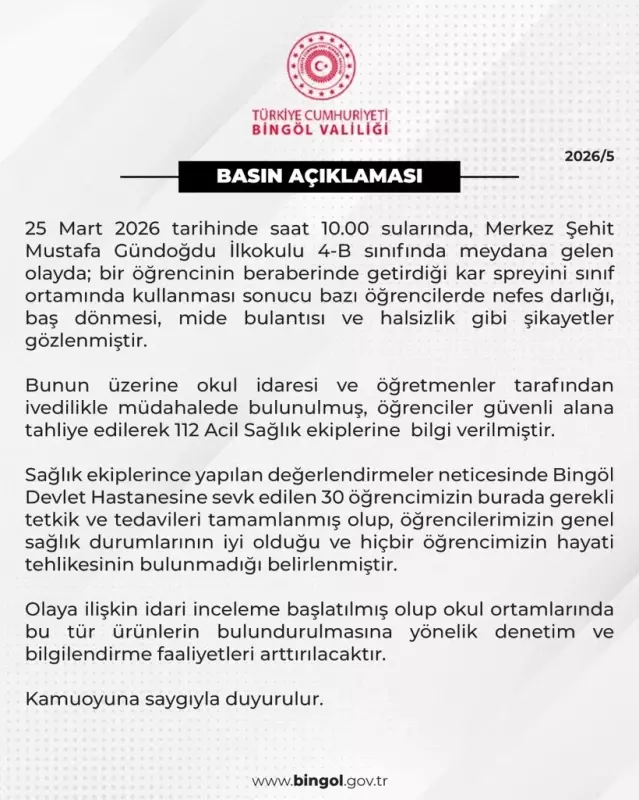 Sınıfta çantasından çıkardığı eşya 30 öğrenciyi hastanelik etti