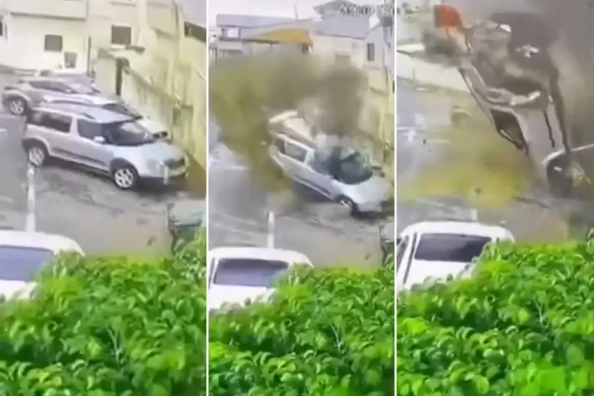 Görüntü İsrail\'den! İran füzesi doğrudan bir otomobili vurdu