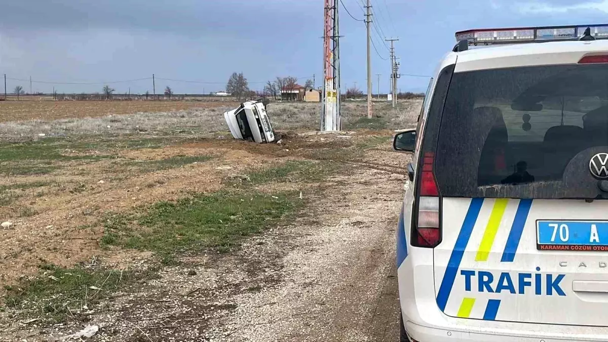 Karaman\'da Otomobil Devrildi, Hiçbir Yaralı Yok