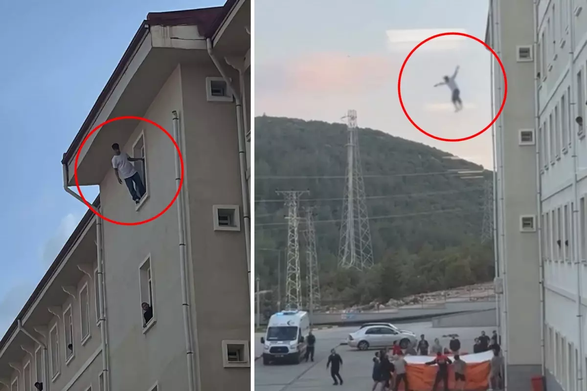 Yurdun camına çıktı, kendini bir anda boşluğa bıraktı