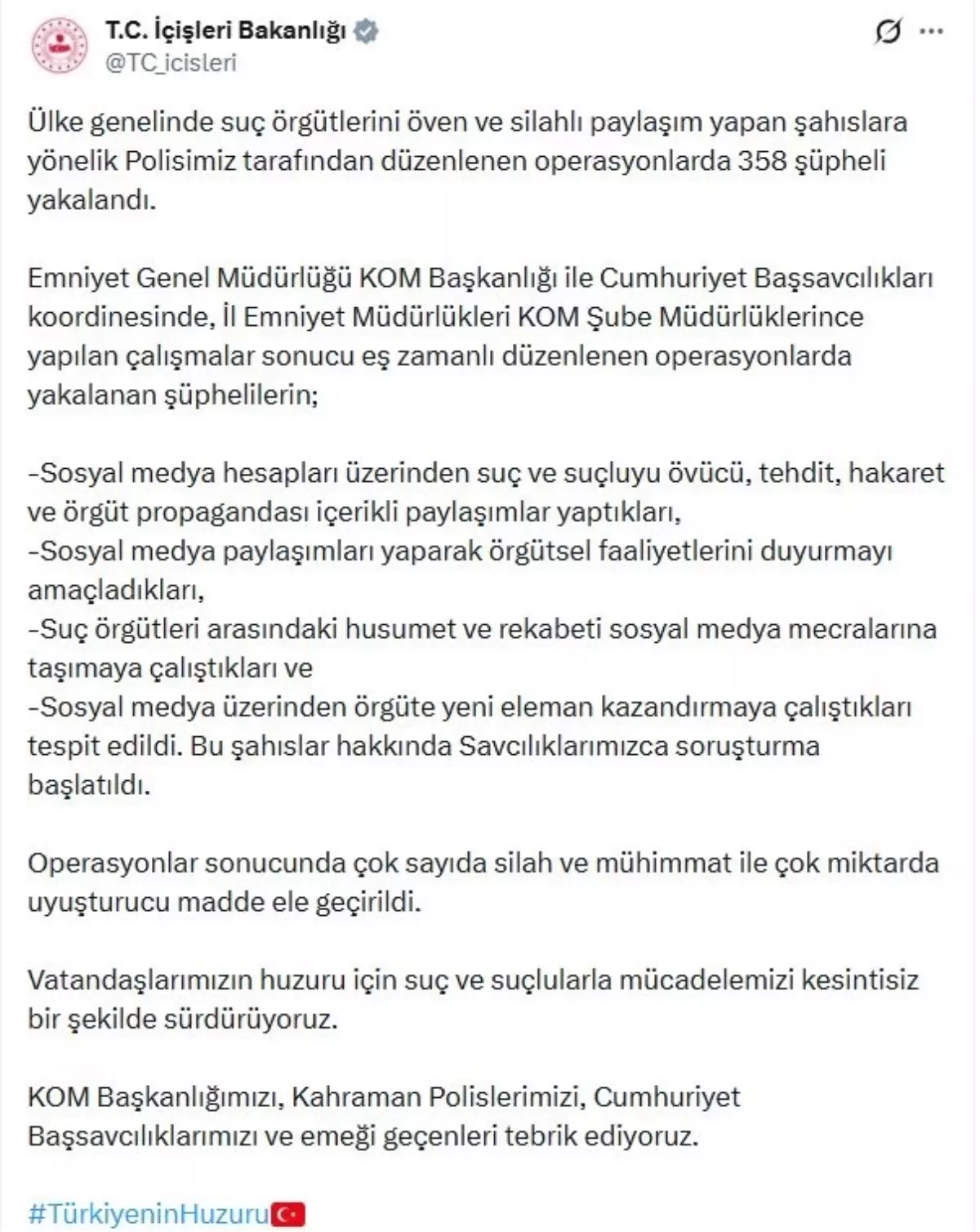 358 Şüpheli Suç Örgütü Operasyonunda Yakalandı