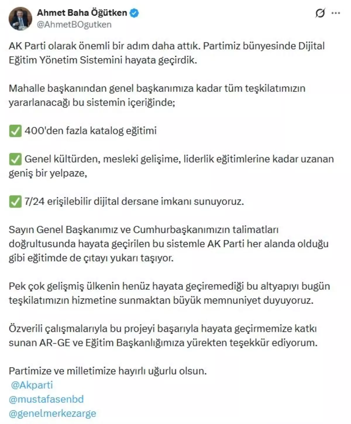 AK Parti\'den Dijital Eğitim Sistemi