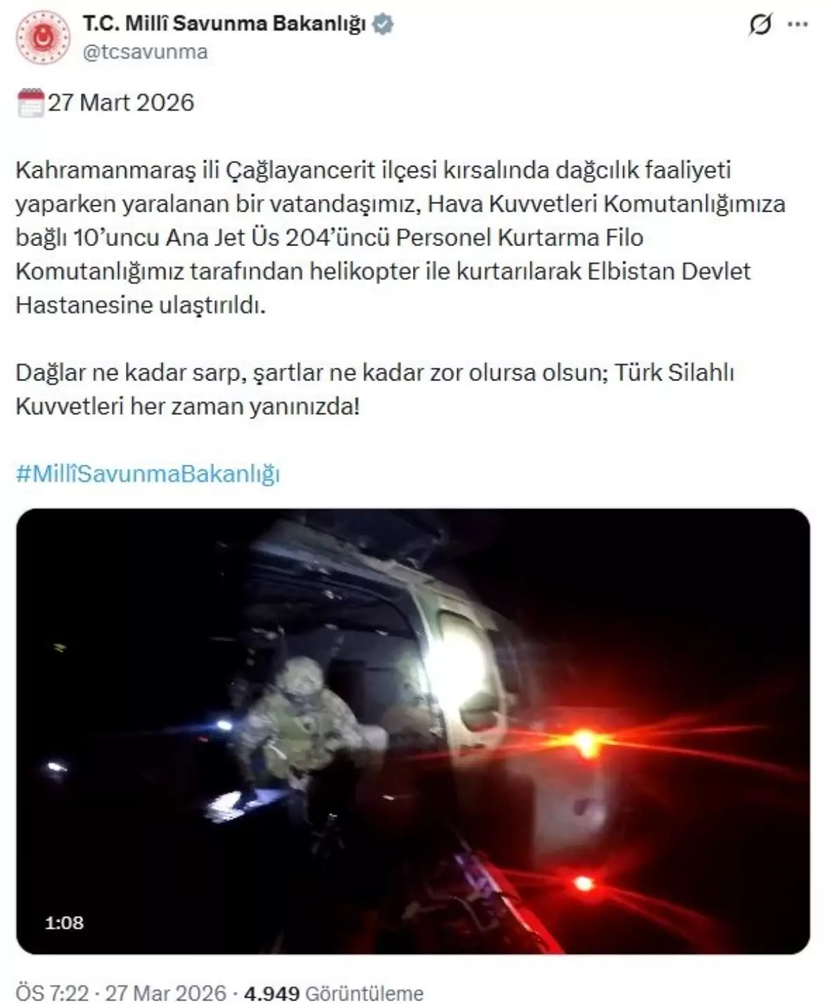 Kahramanmaraş\'ta Dağcı Kurtarıldı