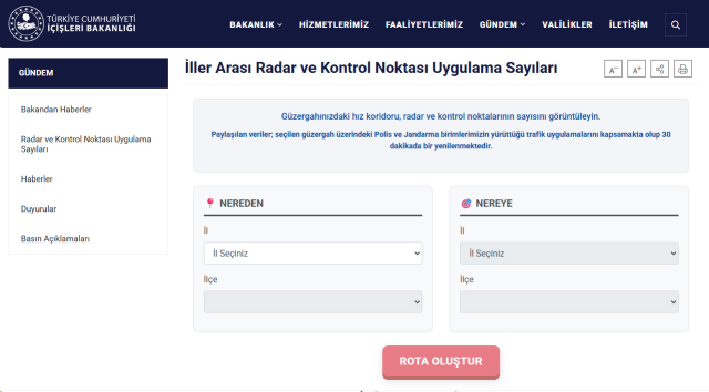 Bakanlık yeni sistemi devreye aldı! Radar noktaları artık haritada görülebilecek