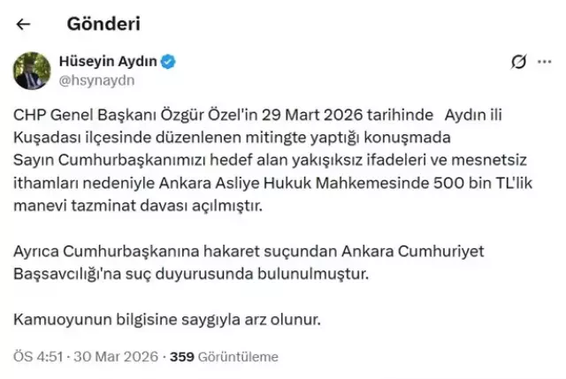 Cumhurbaşkanı Erdoğan o sözleri affetmedi: Özel'e yarım milyonluk dava