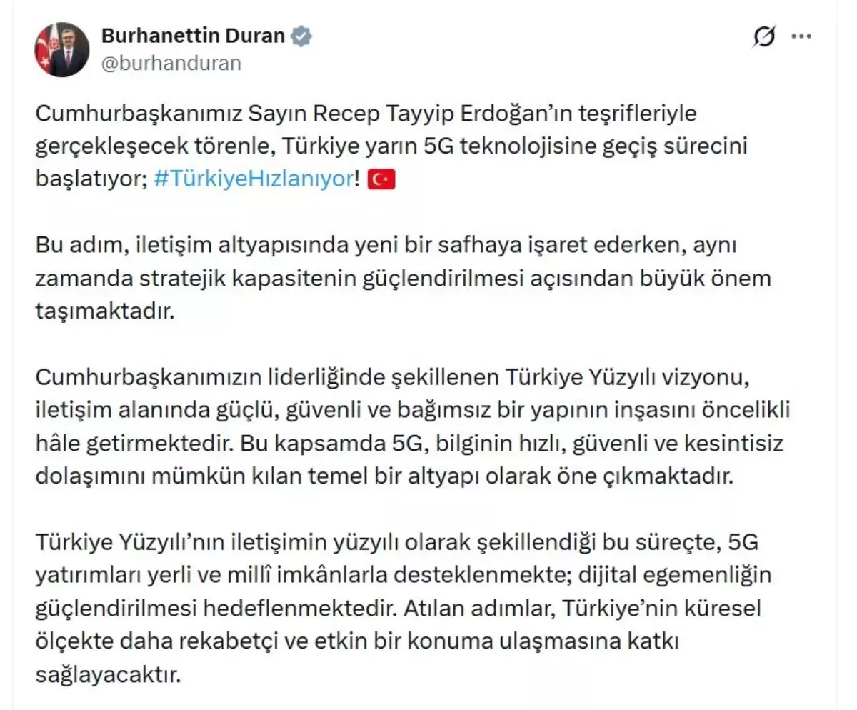 İletişim Başkanı Duran: Dijital egemenliğin güçlendirilmesi hedefleniyor