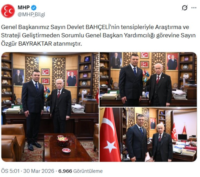 MHP'de İzzet Ulvi Yönter’in yerine Özgür Bayraktar getirildi
