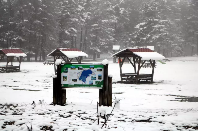 Abant, beyaz örtüyle kaplandı