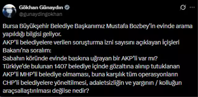 Bursa Büyükşehir Belediye Başkanı Mustafa Bozbey gözaltına alındı! Evinde arama yapıldı