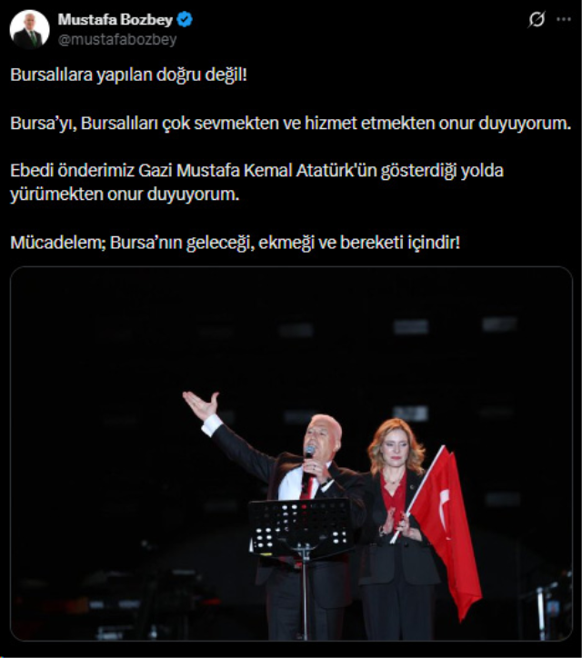 Eşi ve kızıyla birlikte gözaltına alınan Bursa Büyükşehir Belediye Başkanı Mustafa Bozbey'den açıklama