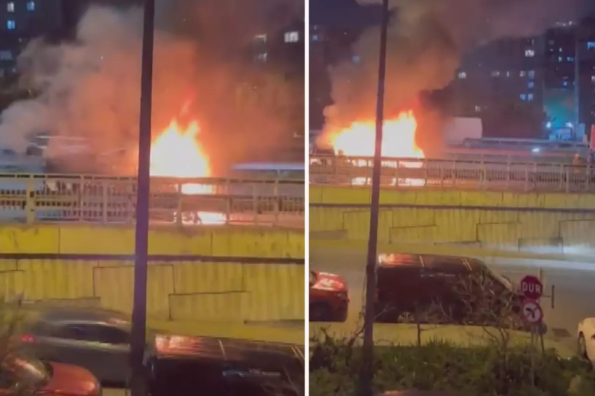 Okmeydanı\'nda ticari takside yangın: Yolcular son anda tahliye edildi