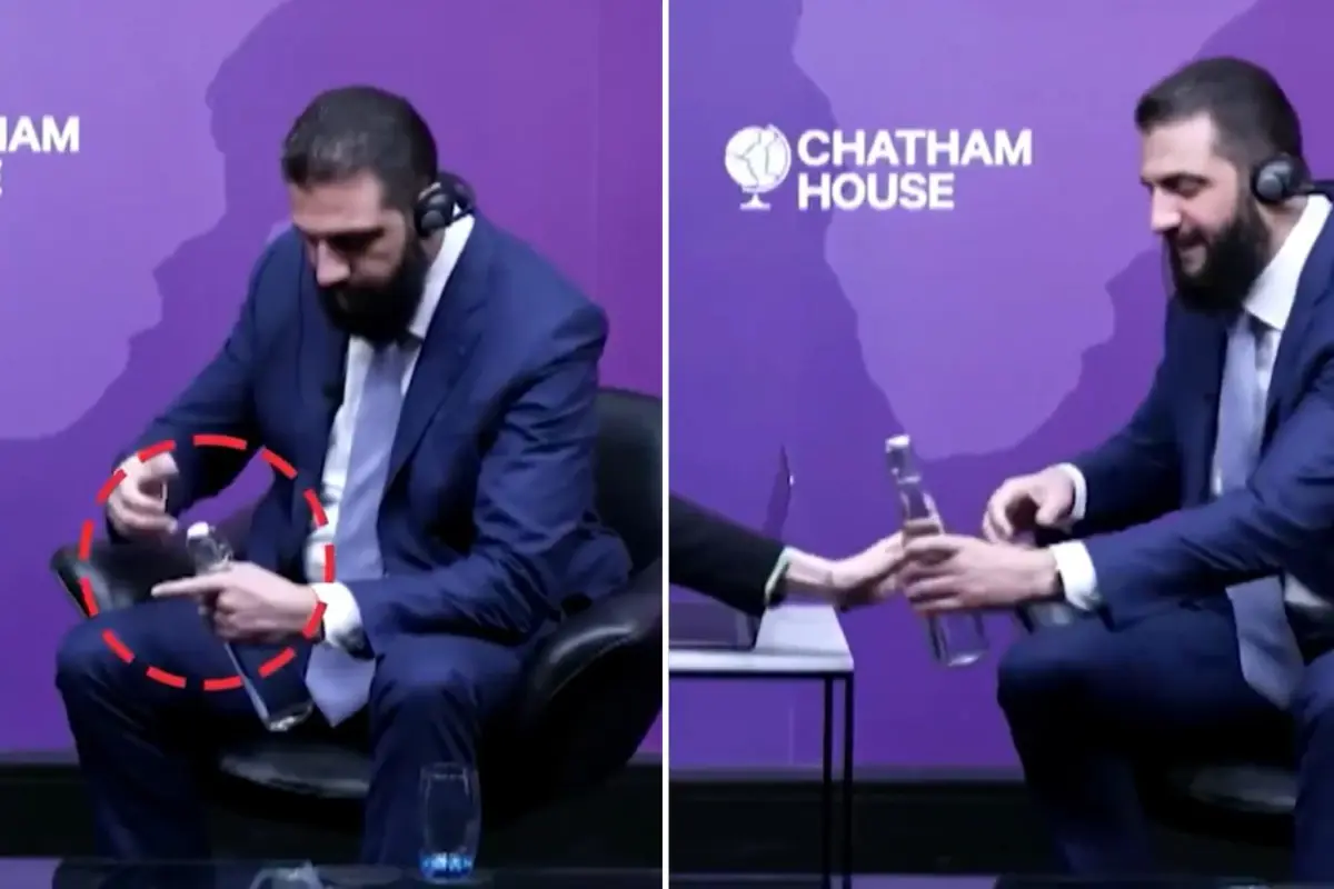 Ahmed Şara\'nın zor anları: İmdadına kadın sunucu yetişti