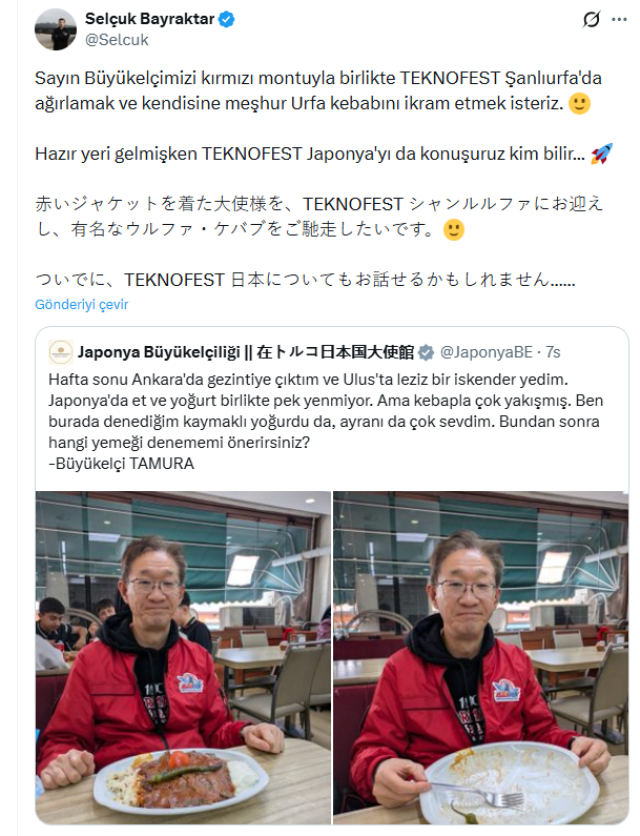 İskenderin tadı damağında kalan Japon Büyükelçi'ye sürpriz davet