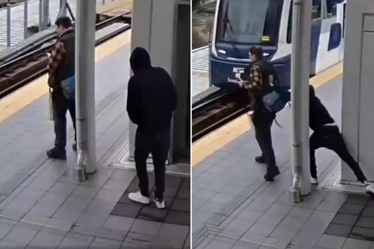 Metro istasyonunda dehşet! Bir anda raylara doğru itti