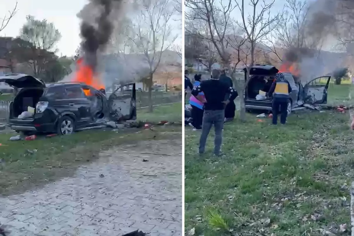 Tokat\'ta ağaca çarpan cip yandı: 1 ölü, 2 yaralı