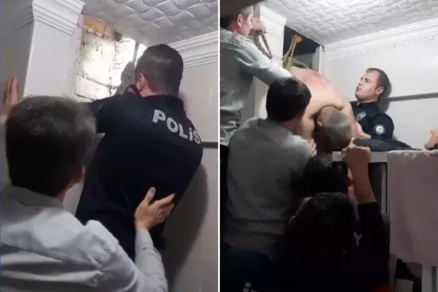 Uzaklaştırma kararını delmek isterken havalandırma boşluğunda sıkıştı