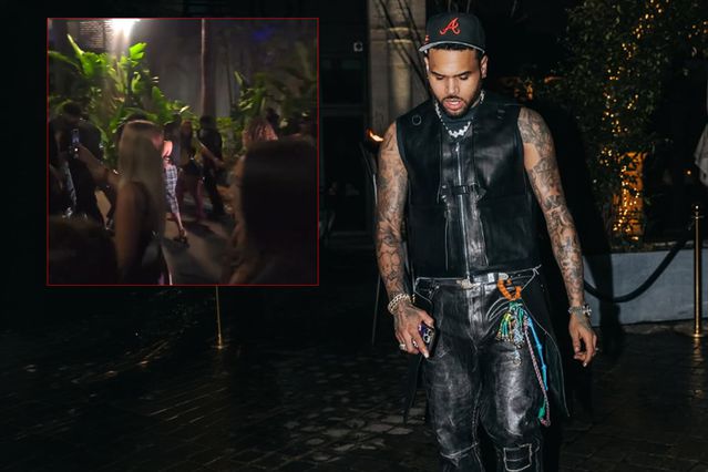 Chris Brown mekandan çıktı, onlarca kadın peşine takıldı! O anlar olay oldu