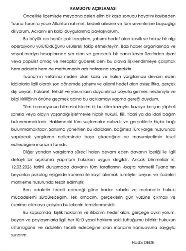 Tuana'nın kazada vefat etmesinin ardından Hasbi Dede sessizliğini bozdu