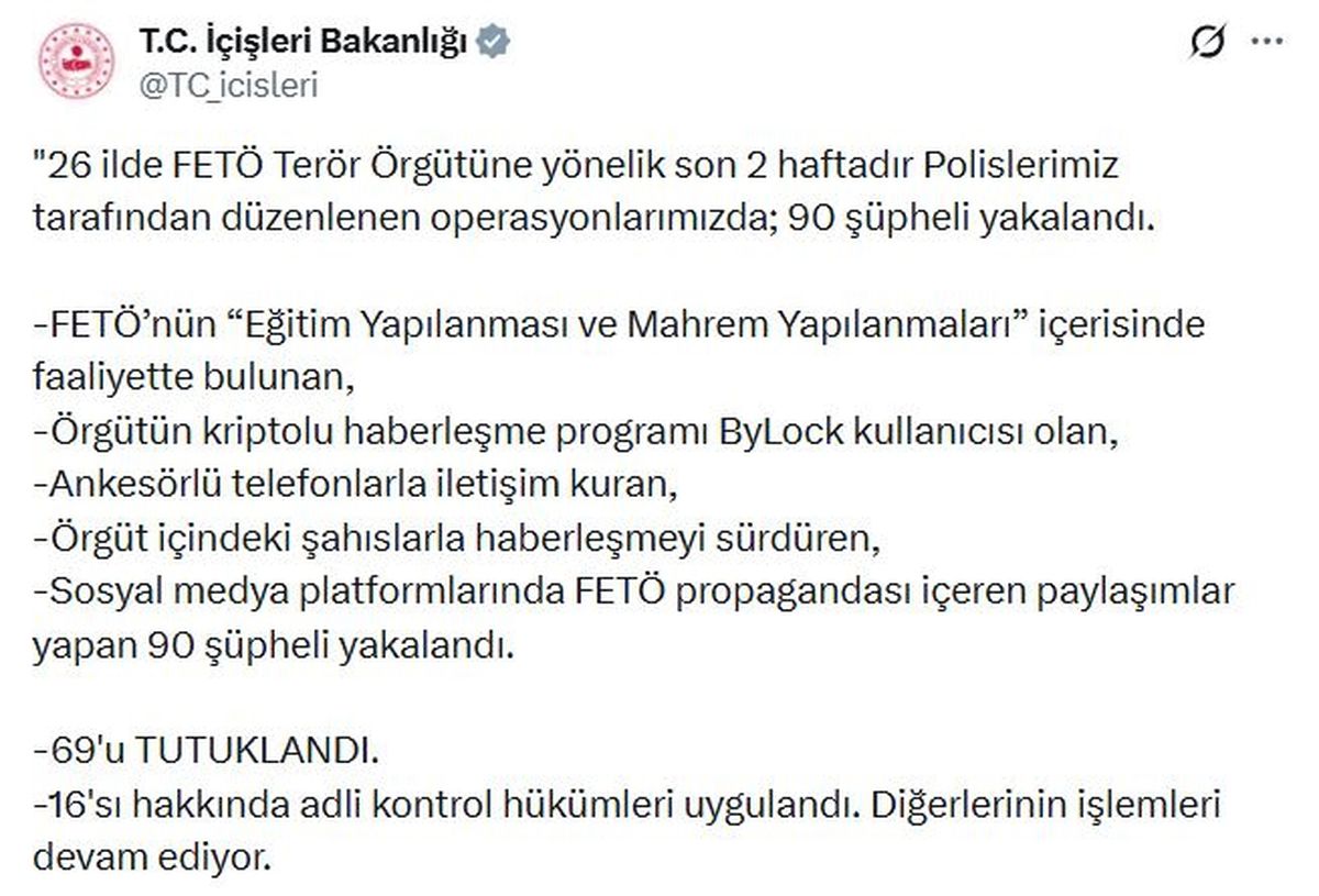 FETÖ Operasyonlarında 90 Şüpheli Yakalandı