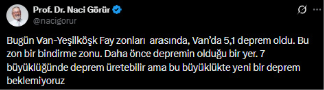 5.2'lik Van depremi sonrası Naci Görür'den uykuları kaçıracak uyarı! Büyüklük verdi