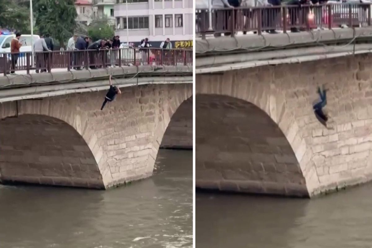 Köprüden nehre atlayan şahsı ekipler kurtardı