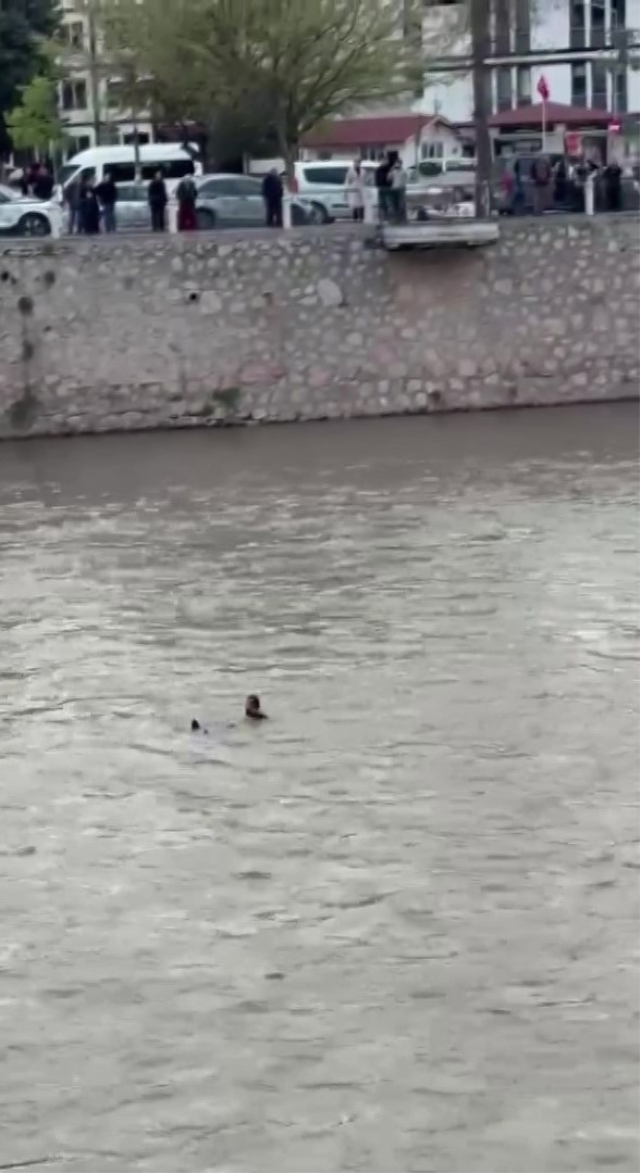 Köprüden nehre atlayan şahsı ekipler kurtardı