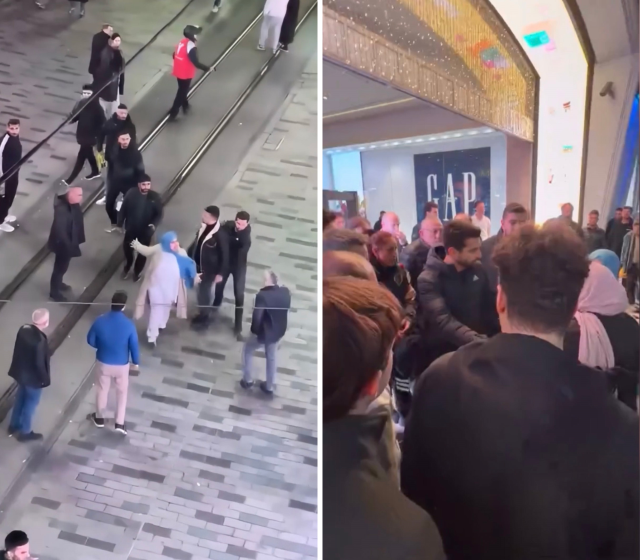 Taksim'de feci kavga! Teyze de dahil olunca ortalık iyice karıştı