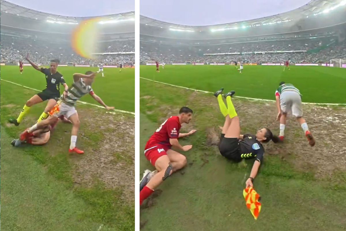 Kadın hakemi adeta biçti! Sonrasında yaşananlar daha da garip