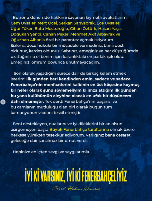 Mert Hakan Yandaş teşekkür mesajı paylaştı! İsmini anmadığı kişi olay oldu