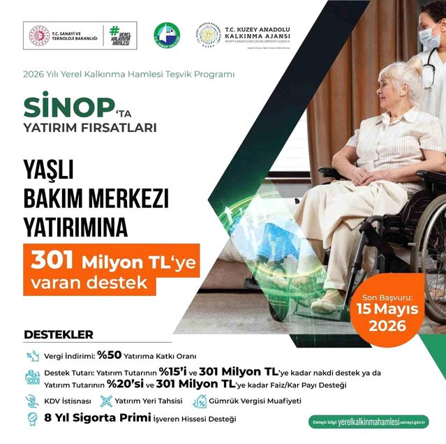 Sinop’ta Yaşlı Bakım Merkezine 301 Milyon TL Destek