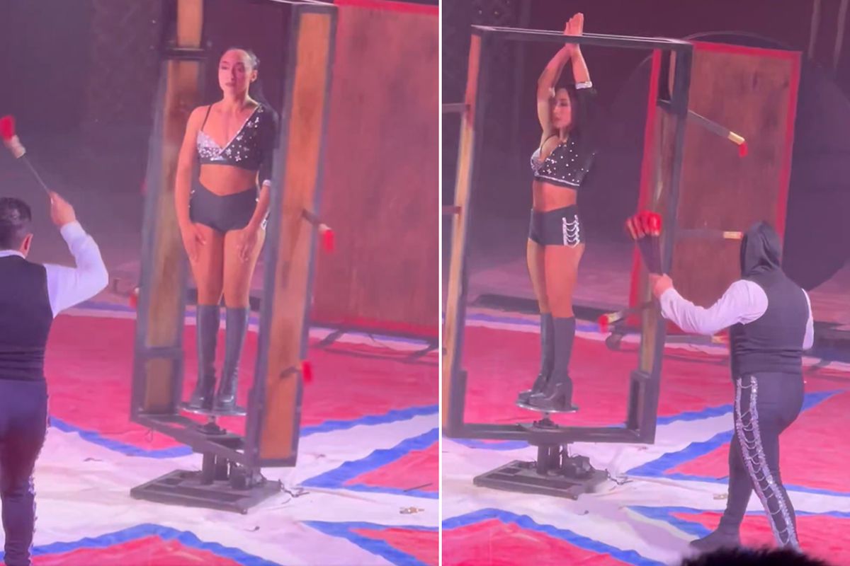 Sirkte yapılan tehlikeli gösteri yürekli ağza getirdi