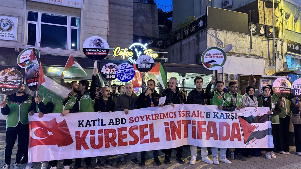 Artvin, Trabzon ve Gümüşhane\'de İsrail\'in Küresel Sumud Filosu\'na saldırısı protesto edildi