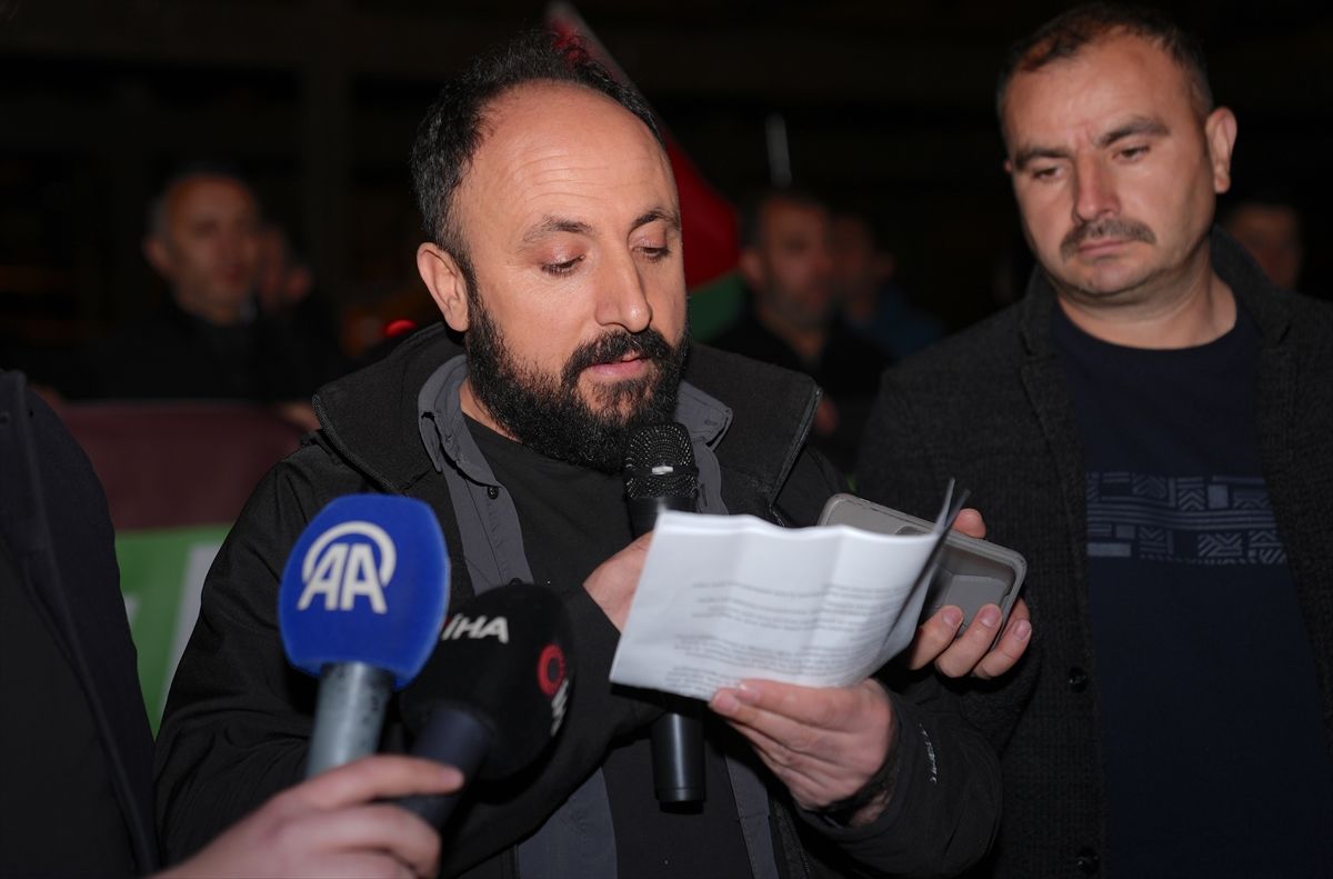 Erzurum\'da İsrail\'in Küresel Sumud Filosu\'na saldırısı protesto edildi