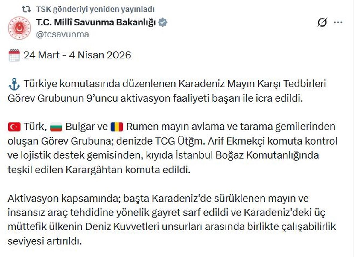 Karadeniz\'de Mayın Karşı Tedbirleri Başarıyla Gerçekleşti