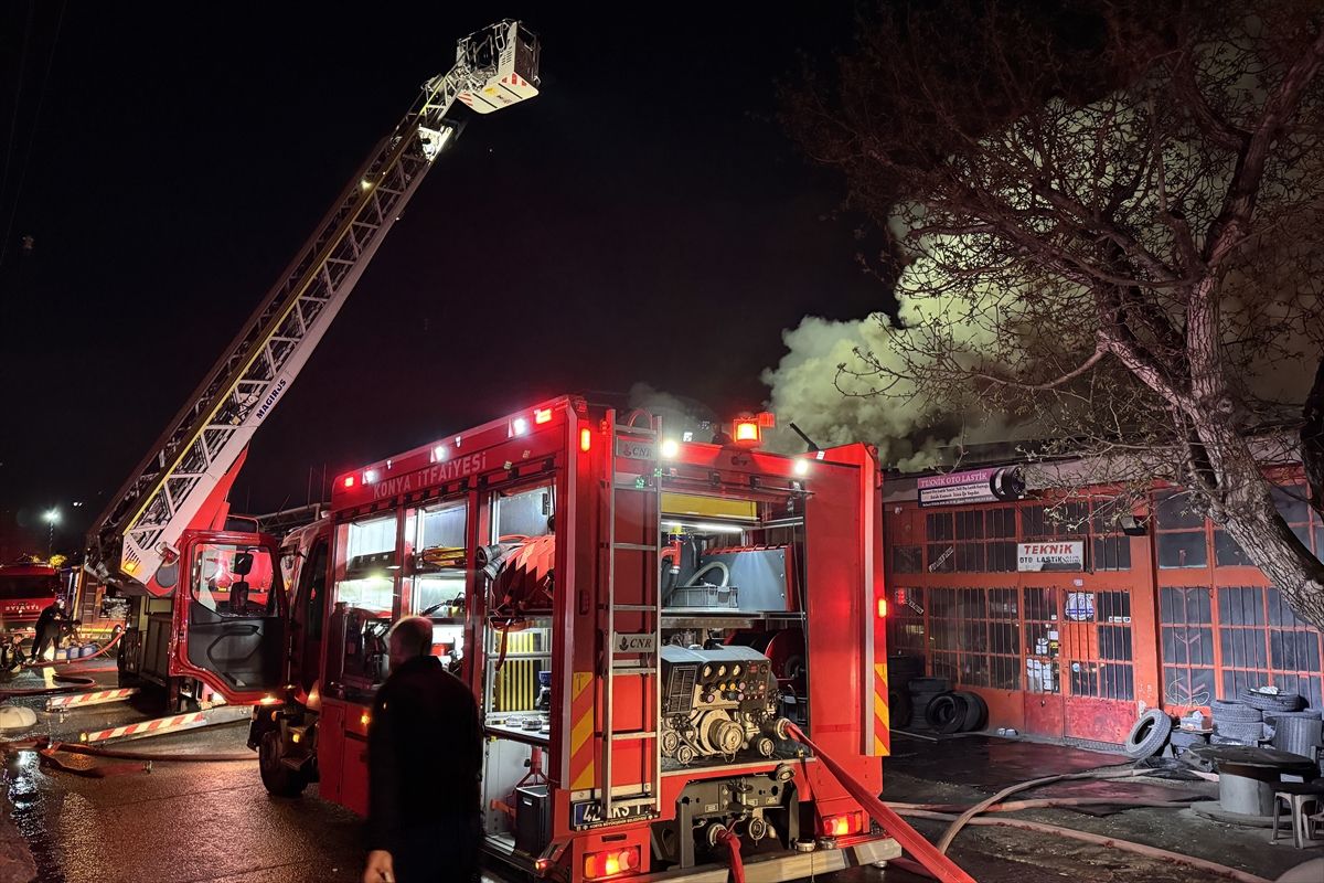 Konya’da Oto Lastikçi Yangını: 2 Yaralı