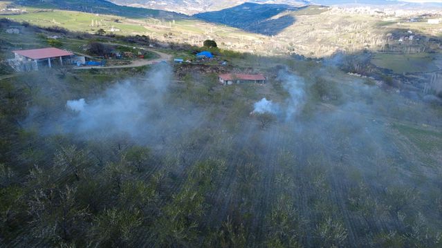 Demirci’de Badem Üreticileri Don Riskiyle Mücadele Ediyor