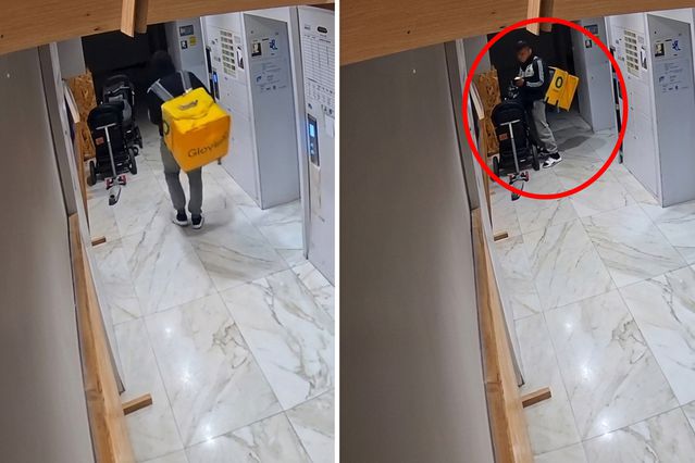 Kurye, bebek arabasına tuvaletini yaptı