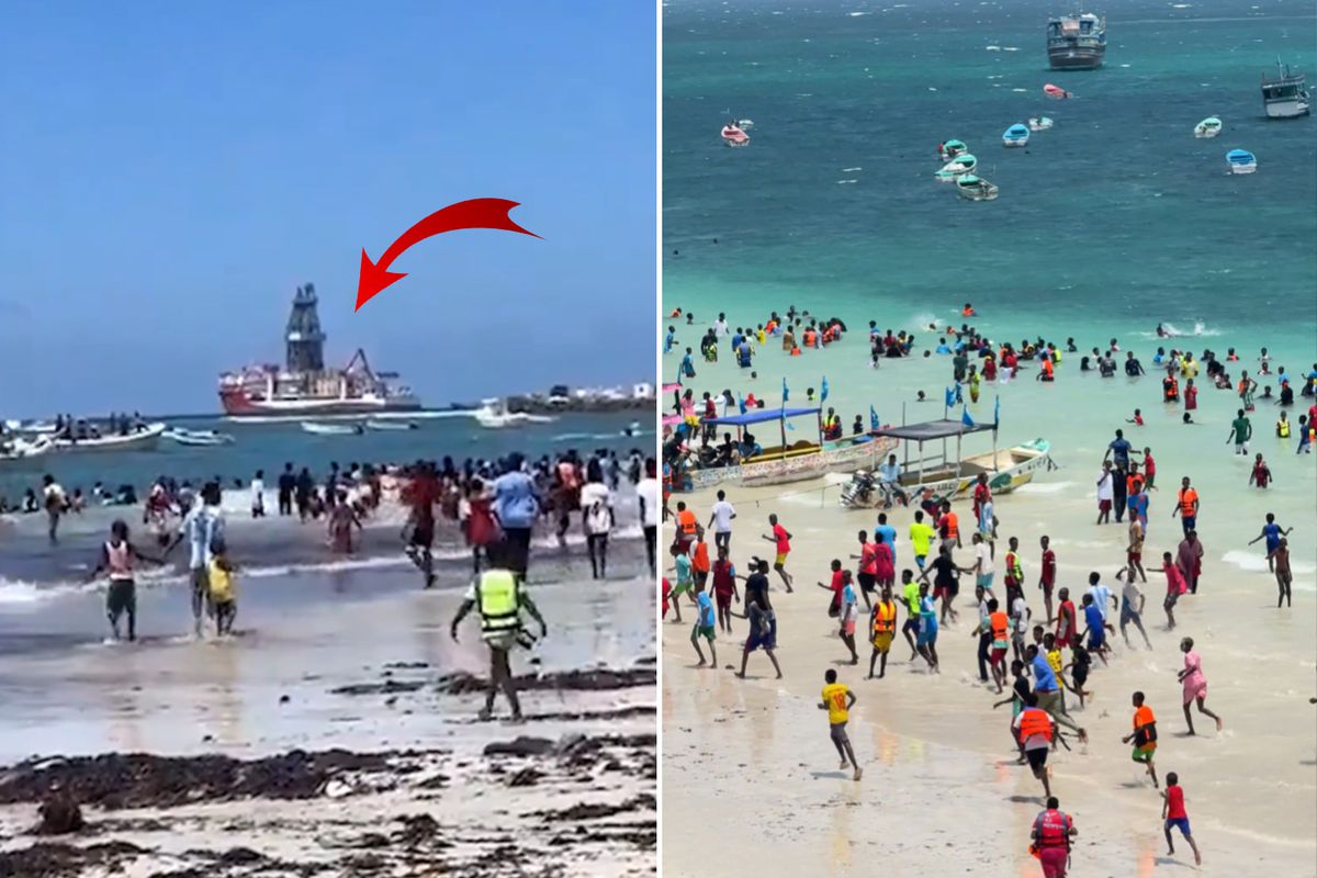 Çağrı Bey Somali\'de! Türk bayrağını gören sahile akın etti