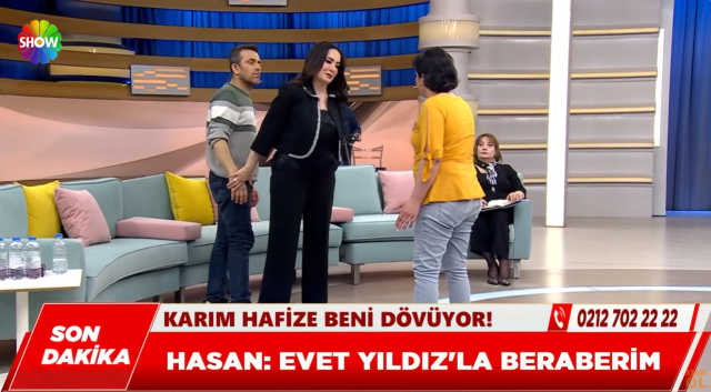 Canlı yayında şiddet krizi! Eşinden dayak yediğini söyleyen Hasan kaçacak yer aradı