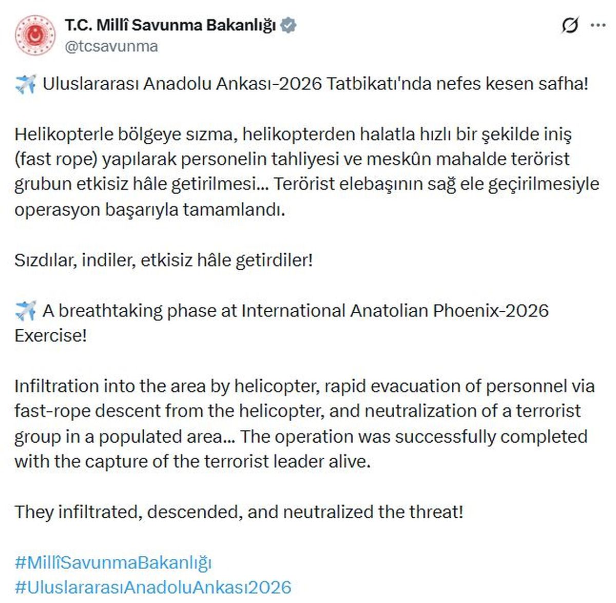 Anadolu Ankası-2026 Tatbikatı Görüntüleri