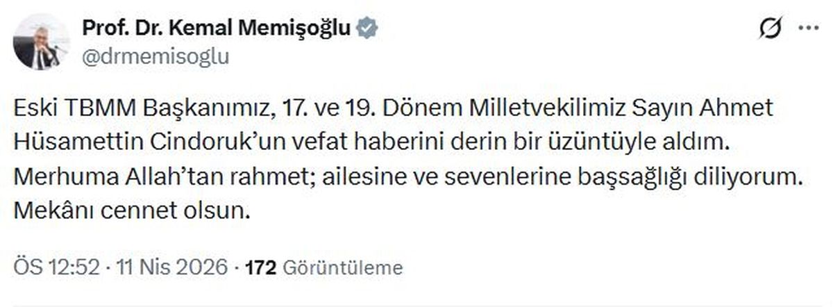 Hüsamettin Cindoruk\'un Vefatı