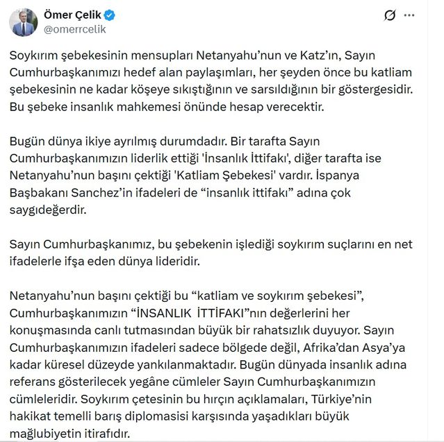 AK Parti’li Çelik: Soykırım çetesinin hırçın açıklamaları yaşadıkları büyük mağlubiyetin itirafıdır