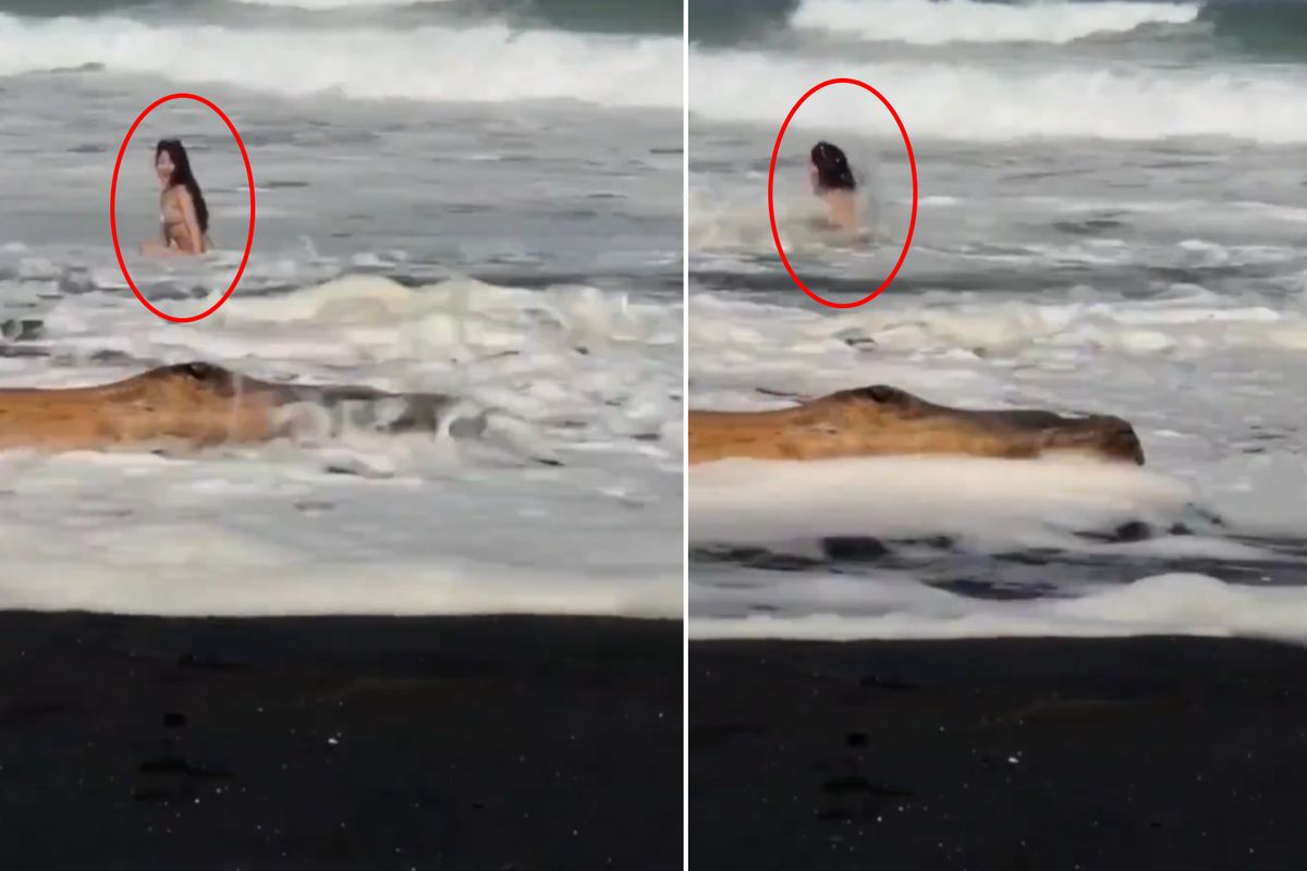 Video çeken fenomen akıntıya kapılarak gözden kayboldu