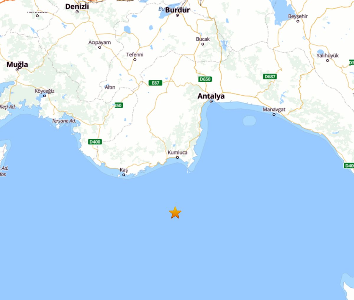 Demre Açıklarında 4.7 Büyüklüğünde Deprem