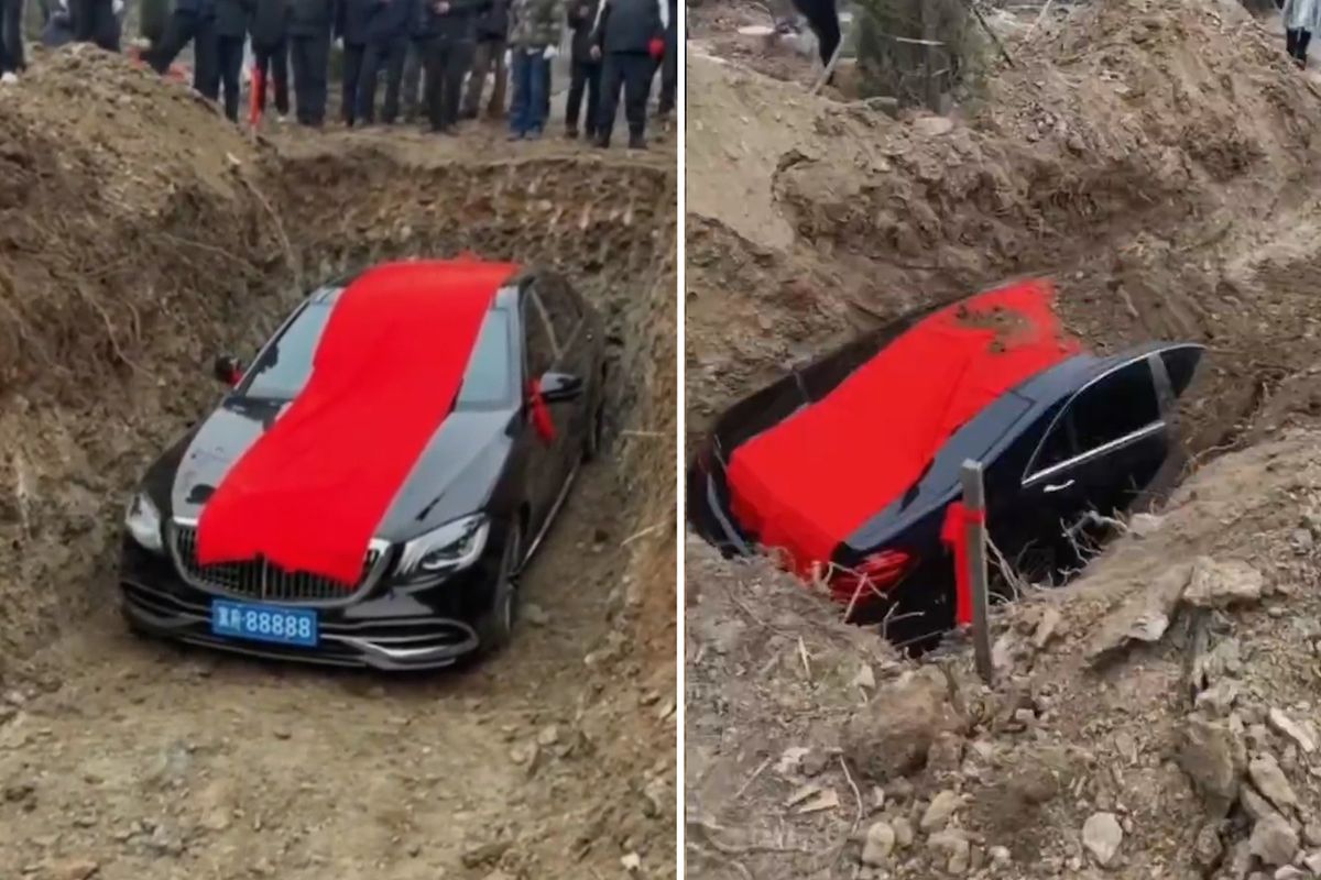 Çin’de 20 milyon TL\'lik lüks otomobili gömdüler